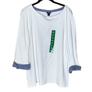 🏷️ NWT 🏷️ Nautica 100% cotton boatneck top with 3/4 sleeves